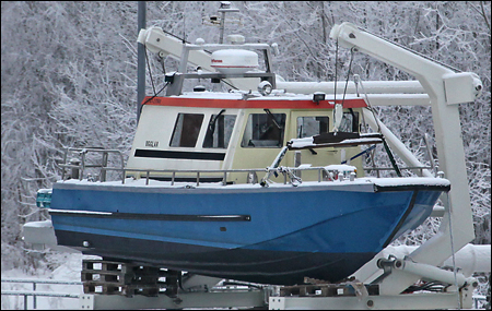 Ugglan ombord p� Ocean Surveyor i Slagsta, V�rby 2010-01-15